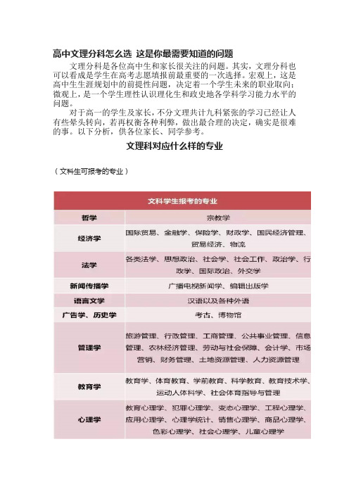 文理分科时如何进行选择