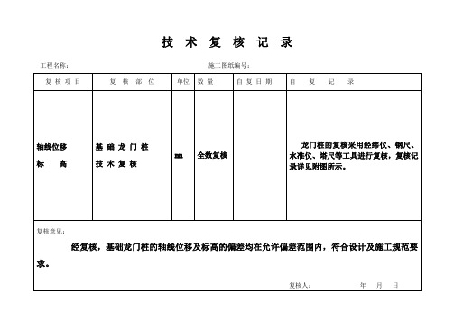 技术复核记录表格示范