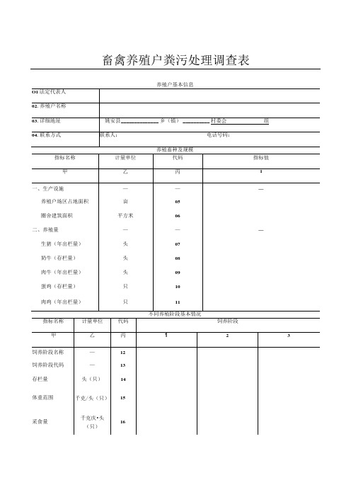 畜禽养殖户粪污处理调查表