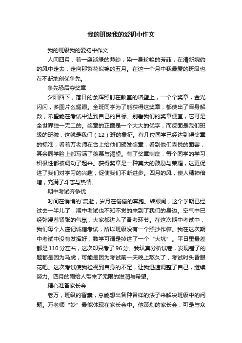 我的班级我的爱初中作文