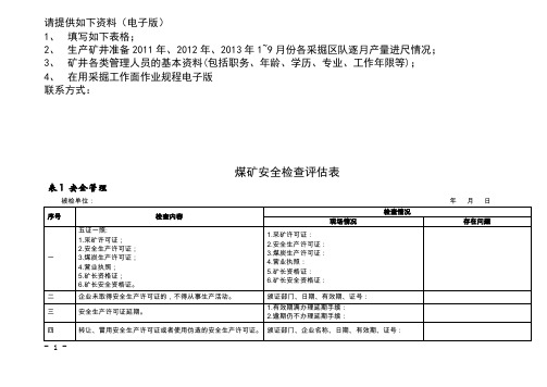 兖矿集团公司煤矿安全技术评价表