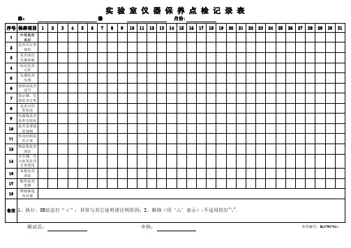 实验室仪器保养点检记录表