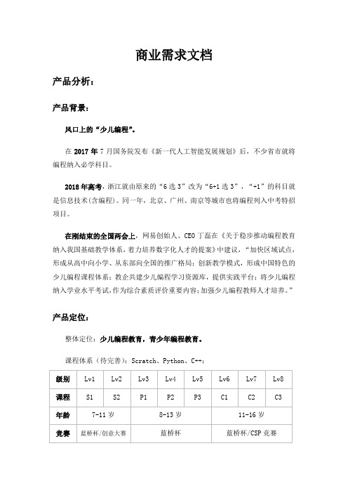 商业需求文档