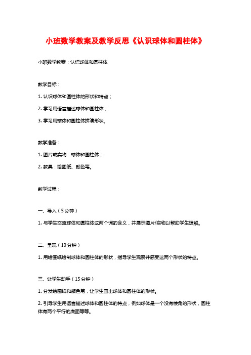 小班数学教案及教学反思《认识球体和圆柱体》