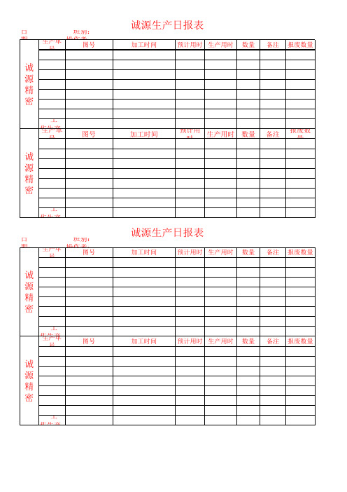 CNC加工中心生产报表