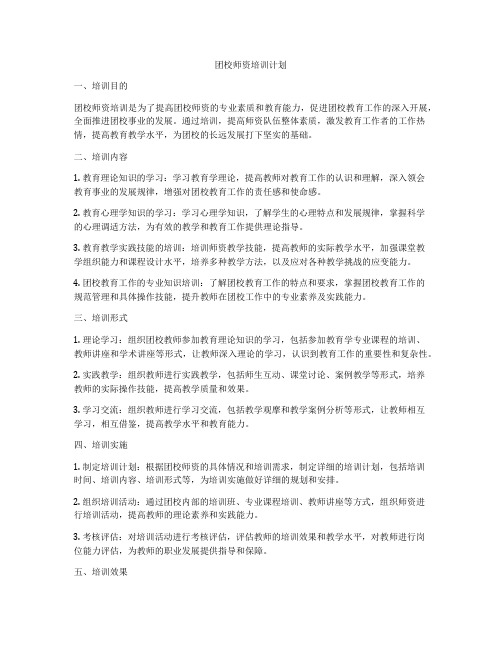 团校师资培训计划