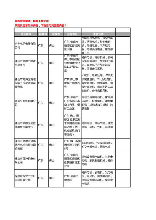 新版广东省佛山特殊电机工商企业公司商家名录名单联系方式大全25家