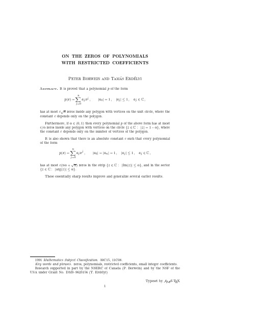 On the zeros of polynomials with restricted coefficients