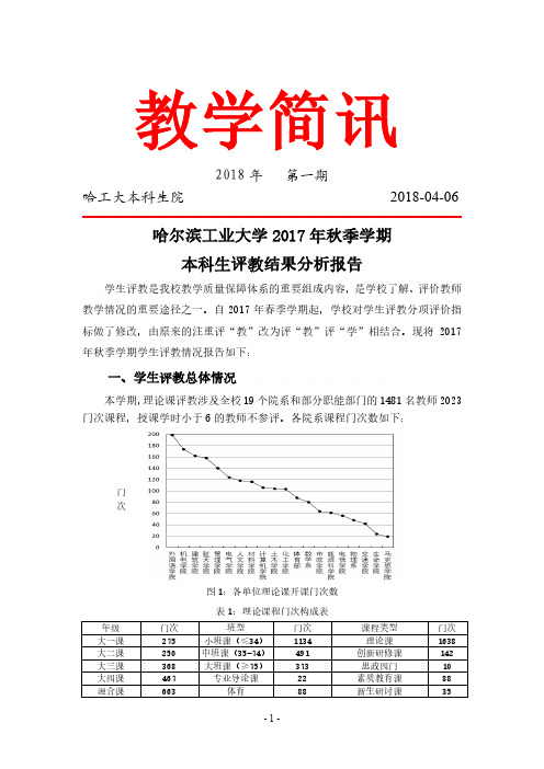 哈尔滨工业大学2017年秋季学期本科生评教结果分析报告