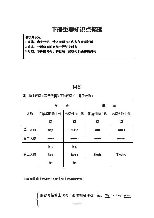 外研版七年级下册英语-语法复习