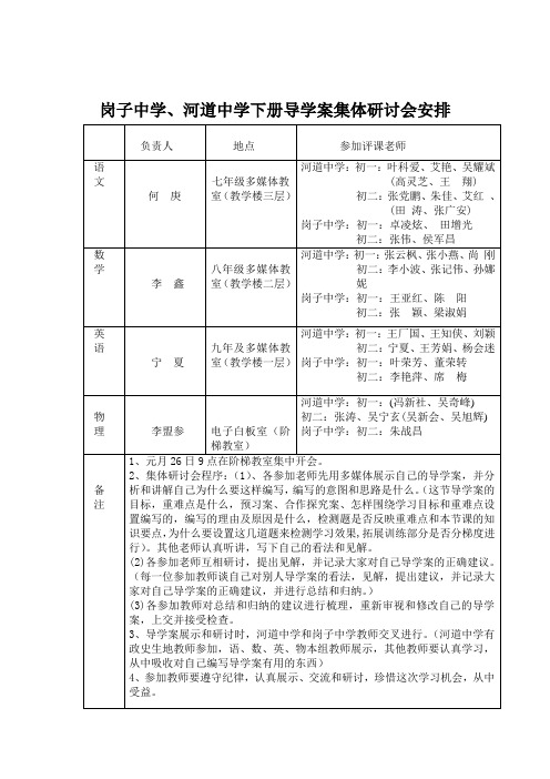 导学案研讨会安排