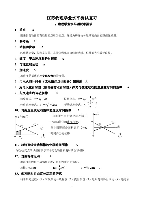 江苏物理学业水平测试专题复习资料