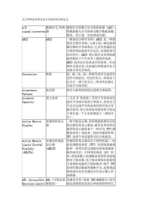 关于照明技术和光电半导体的术语和定义