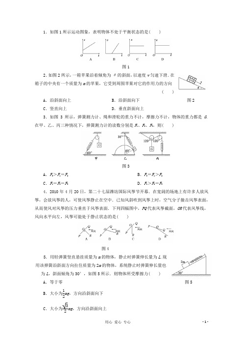 高中物理推荐作业 力的平衡 平衡条件的应用 鲁教版必修1