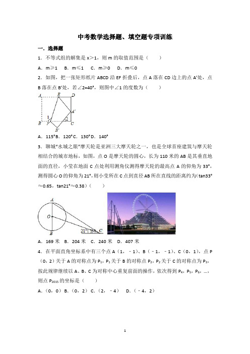 中考数学选择题、填空题专项训练