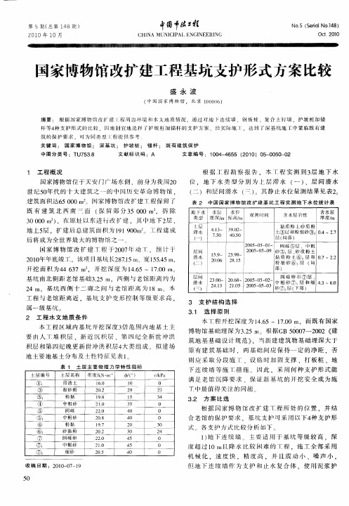 国家博物馆改扩建工程基坑支护形式方案比较