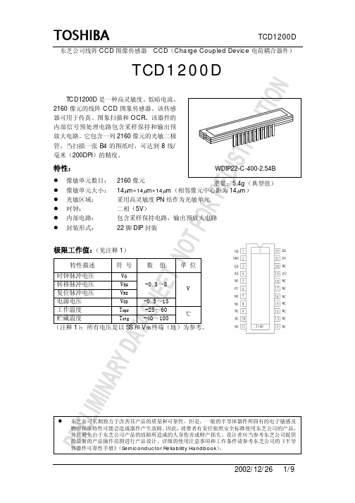 线阵CCD探测器TCD1200D