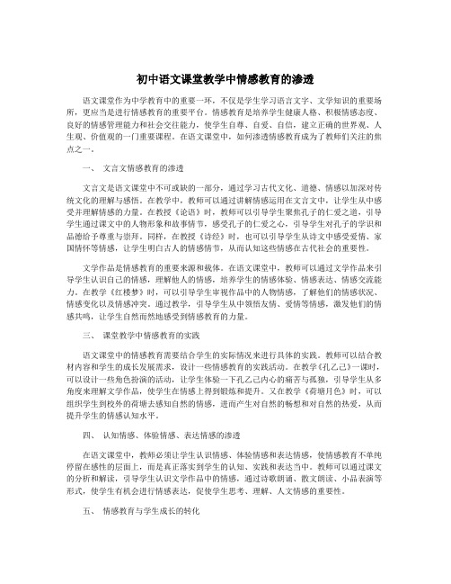 初中语文课堂教学中情感教育的渗透