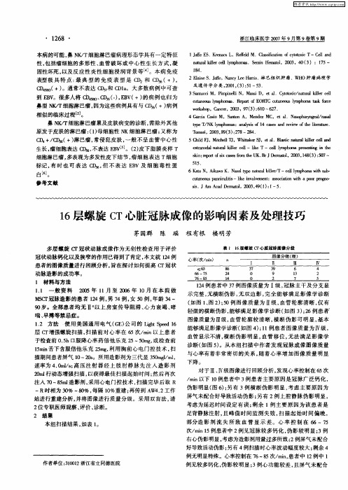 16层螺旋CT心脏冠脉成像的影响因素及处理技巧