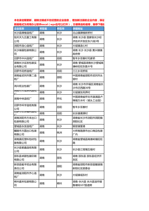 2020新版湖南省瓦楞纸工商企业公司名录名单黄页联系方式大全64家