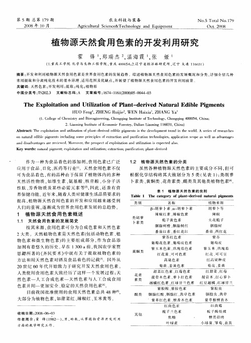 植物源天然食用色素的开发利用研究