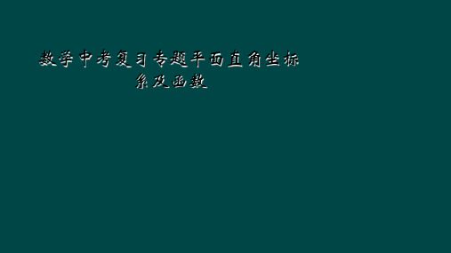 数学中考复习专题平面直角坐标系及函数