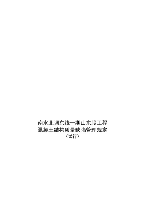 南水北调东线一期山东段工程混凝土结构质量缺陷管理规定(试行)