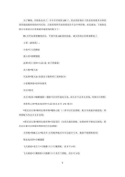 《上古卷轴5》炼金配合赚钱推荐 炼金配合推荐