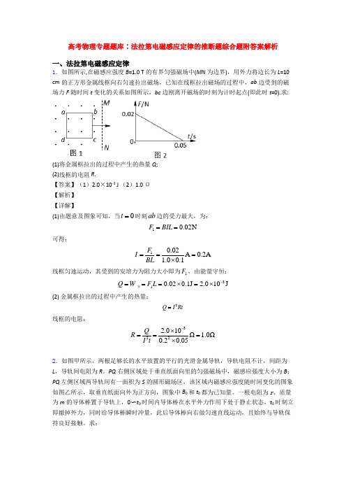 高考物理专题题库∶法拉第电磁感应定律的推断题综合题附答案解析