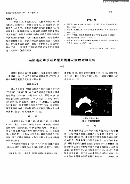 经阴道超声诊断卵巢冠囊肿及病理对照分析