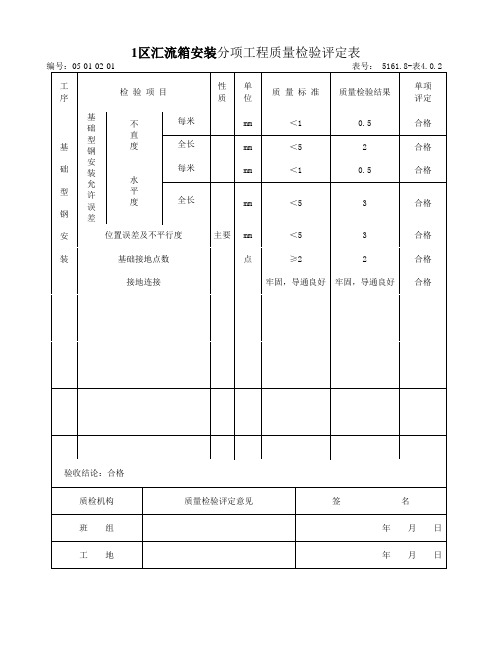 1区汇流箱安装分项工程质量检验评定表