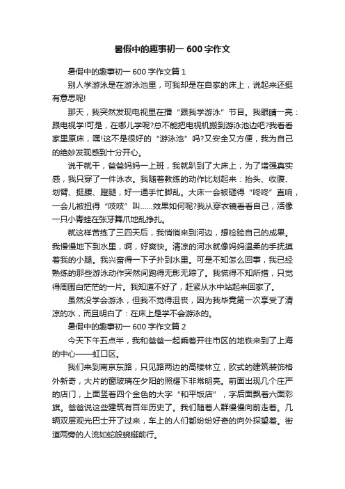 暑假中的趣事初一600字作文