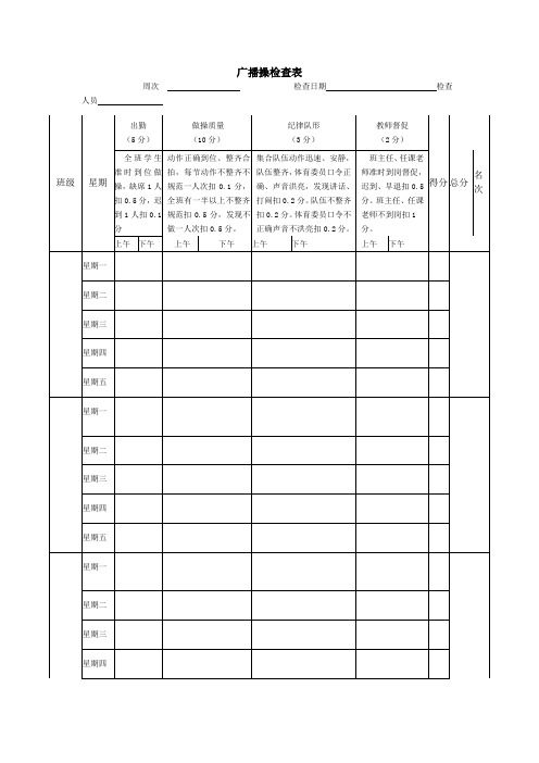 广播操检查表