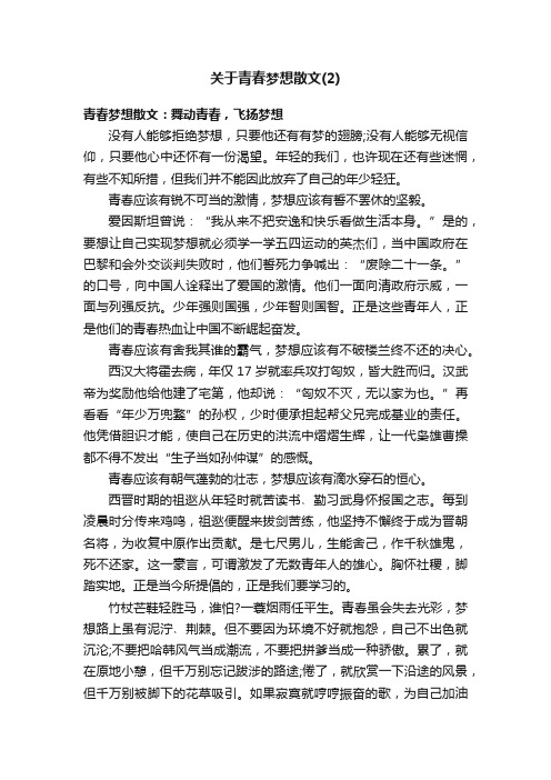 关于青春梦想散文（2）