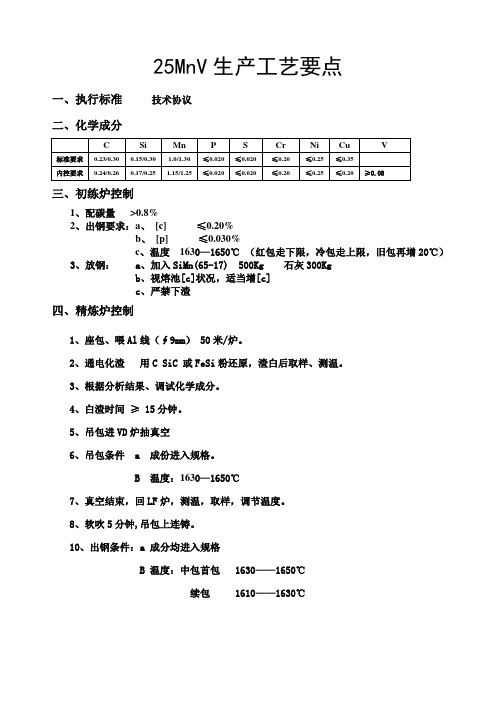 特种钢25MnV钢生产工艺要点