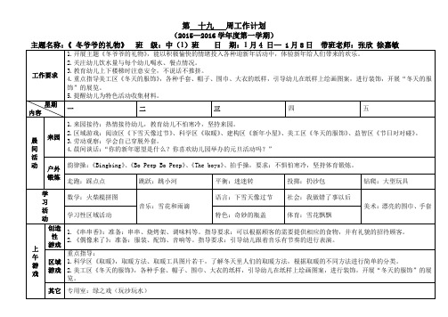 第19周计划