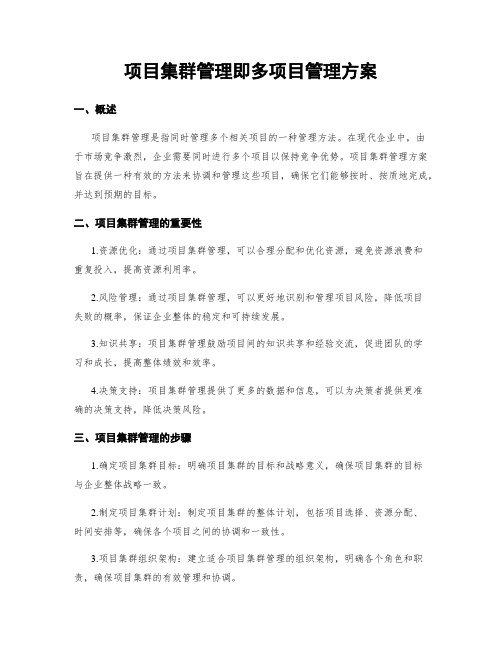 项目集群管理即多项目管理方案