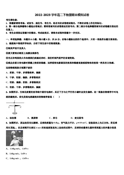 2023年山东省德州市陵城区一中物理高二下期末达标检测试题含解析