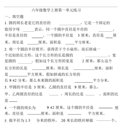 北师大版六年级数学《圆》专项练习