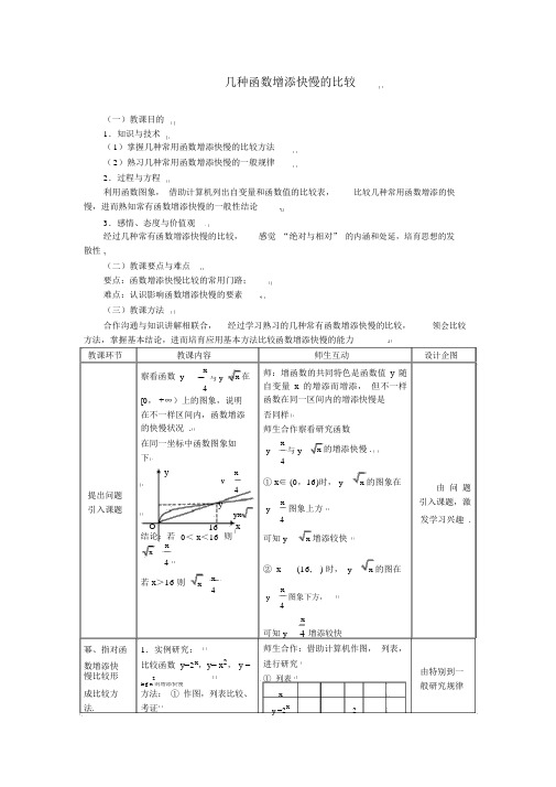 几种函数增长快慢的比较