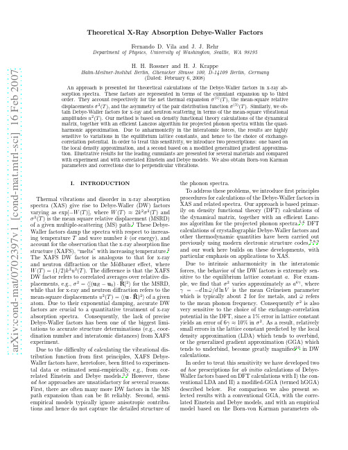 Theoretical X-Ray Absorption Debye-Waller Factors