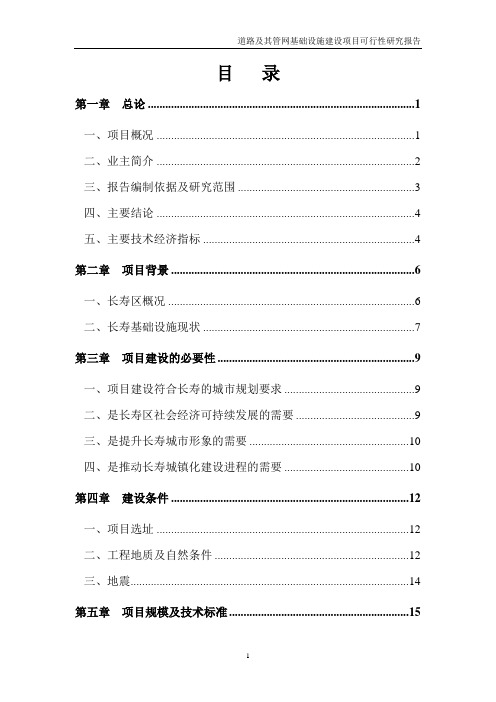 长寿道路及其管网基础设施建设项目可研