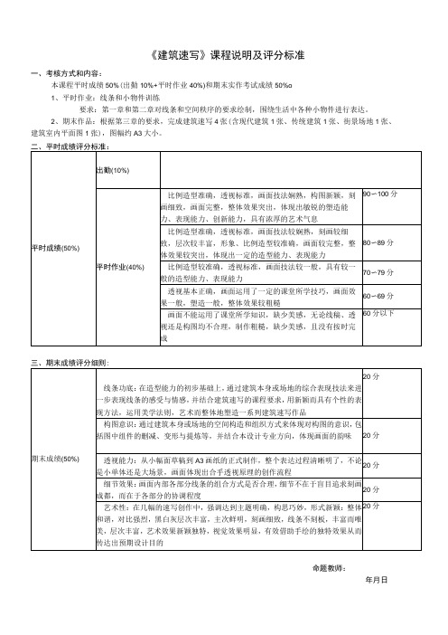 《建筑速写》课程说明及评分标准