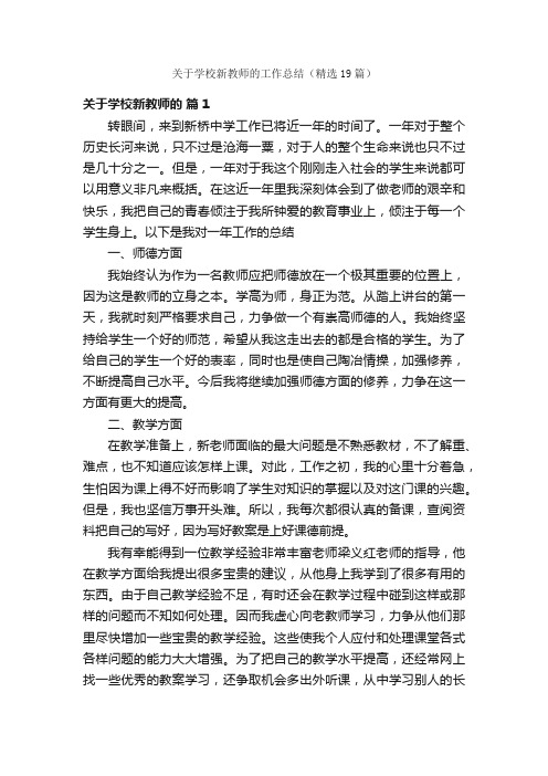 关于学校新教师的工作总结（精选19篇）