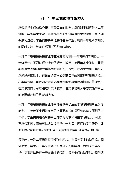 一升二年级暑假衔接作业最好