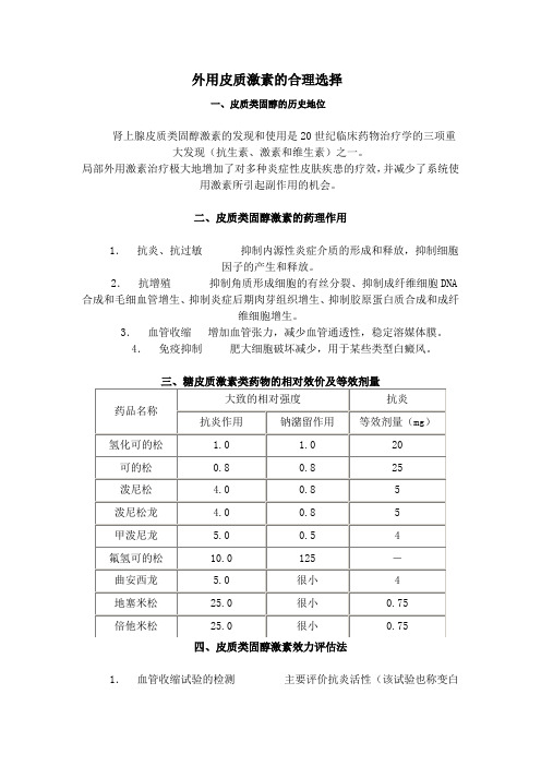 外用皮质激素的合理选择