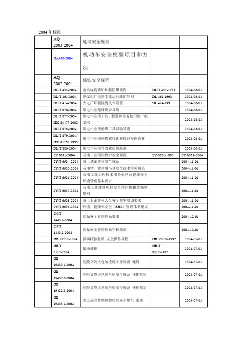 2004年标准