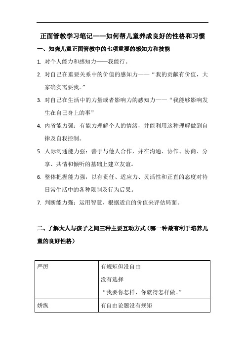 培养儿童良好性格和习惯的有效方法——正面管教