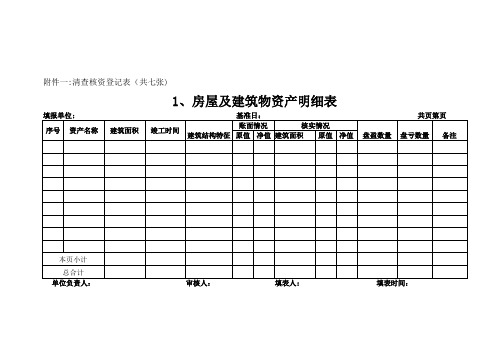 清产核资表格