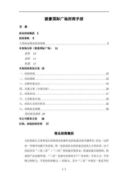 骏豪国际广场招商手册